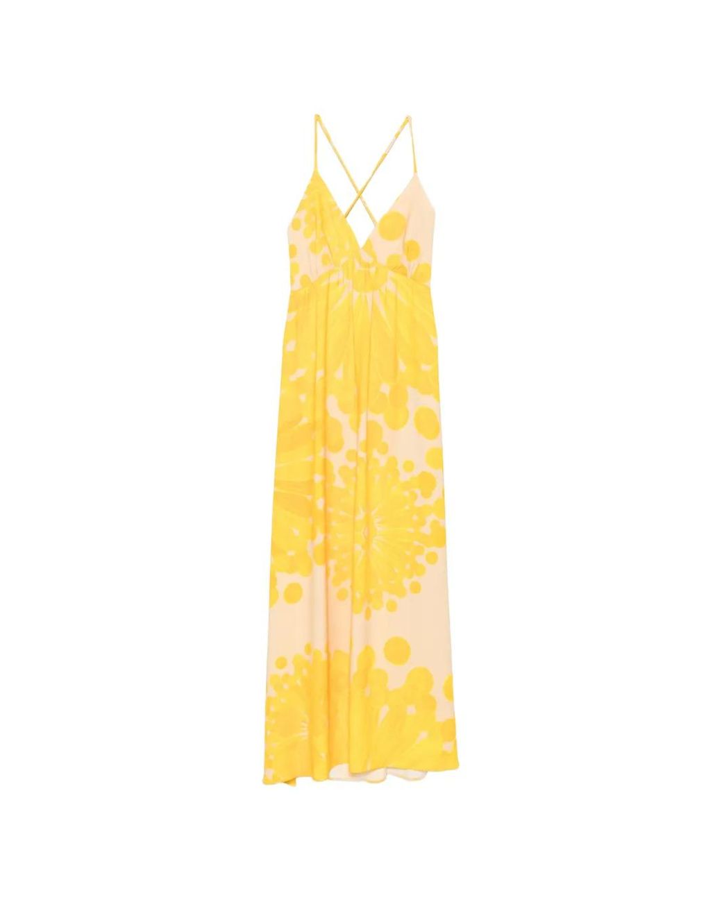 Themis Z Yellow Helia Floral-Print Cross-Back Maxi Dress