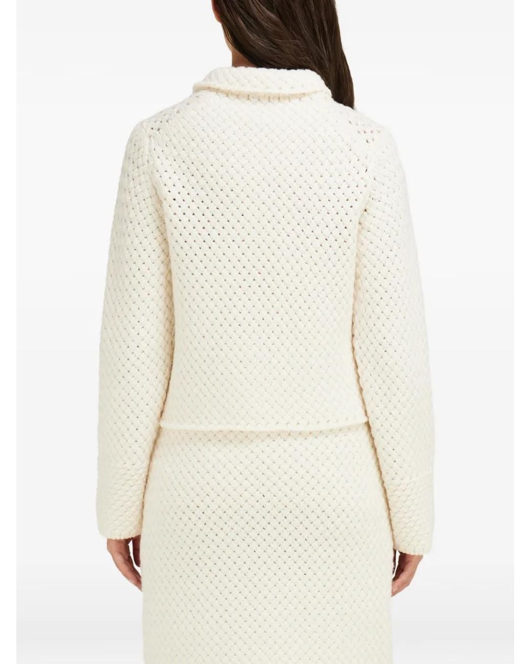 Ferragamo White Knitted Boxy Cardigan