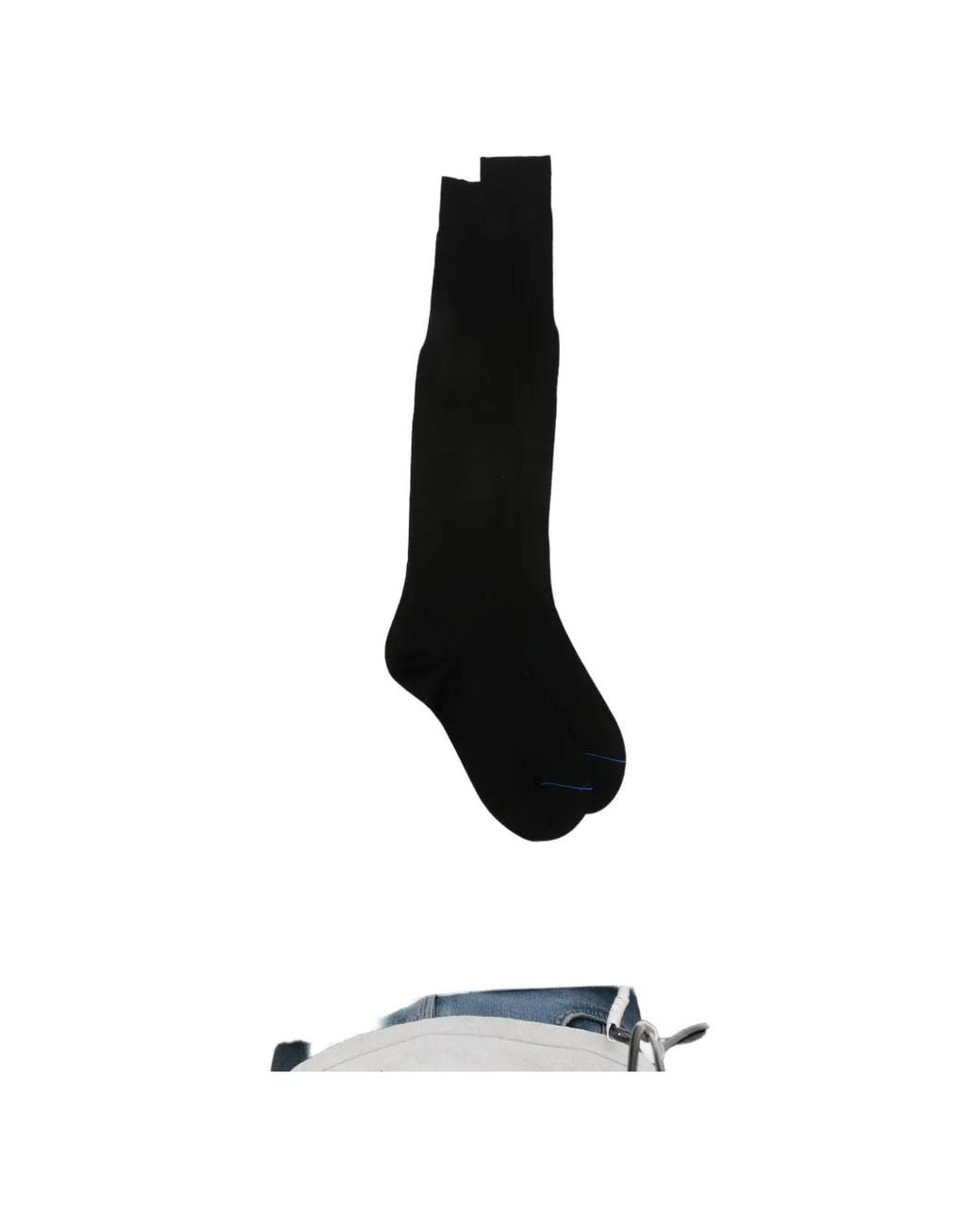 ANT45 White Plain Long Fine-Knit Socks for men