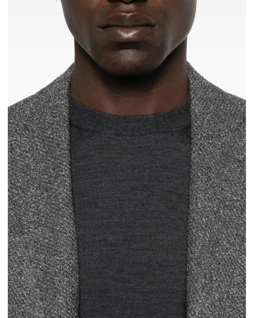 Canali Black Crew-Neck Wool T-Shirt for men