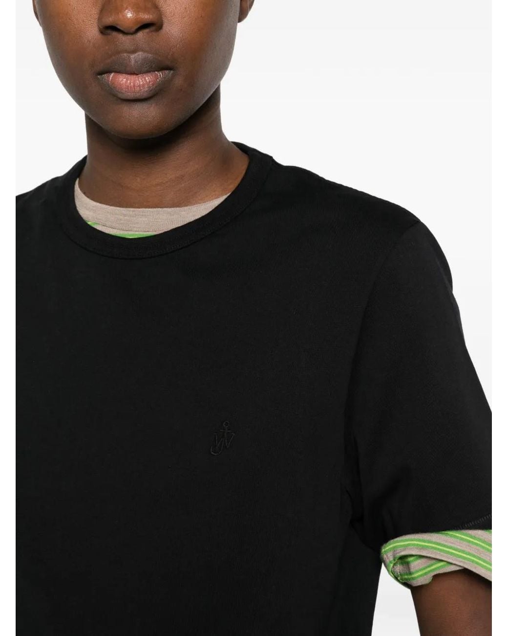 J.W. Anderson Black Embroidered-Anchor T-Shirt
