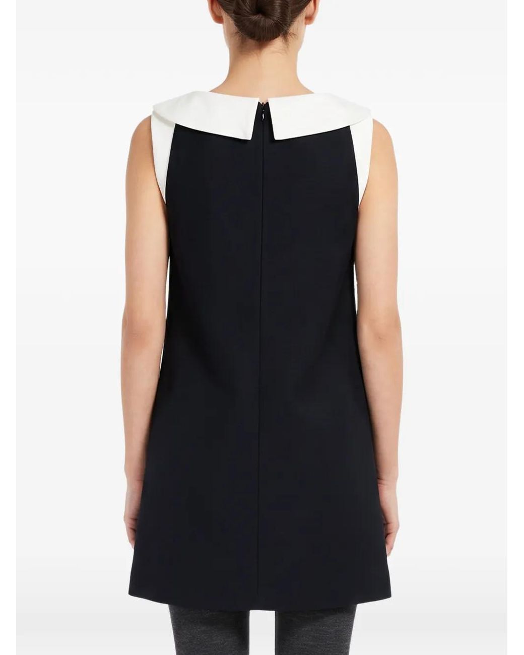 ShuShu/Tong Black Bow-Detail Peter Pan-Collar Mini Dress