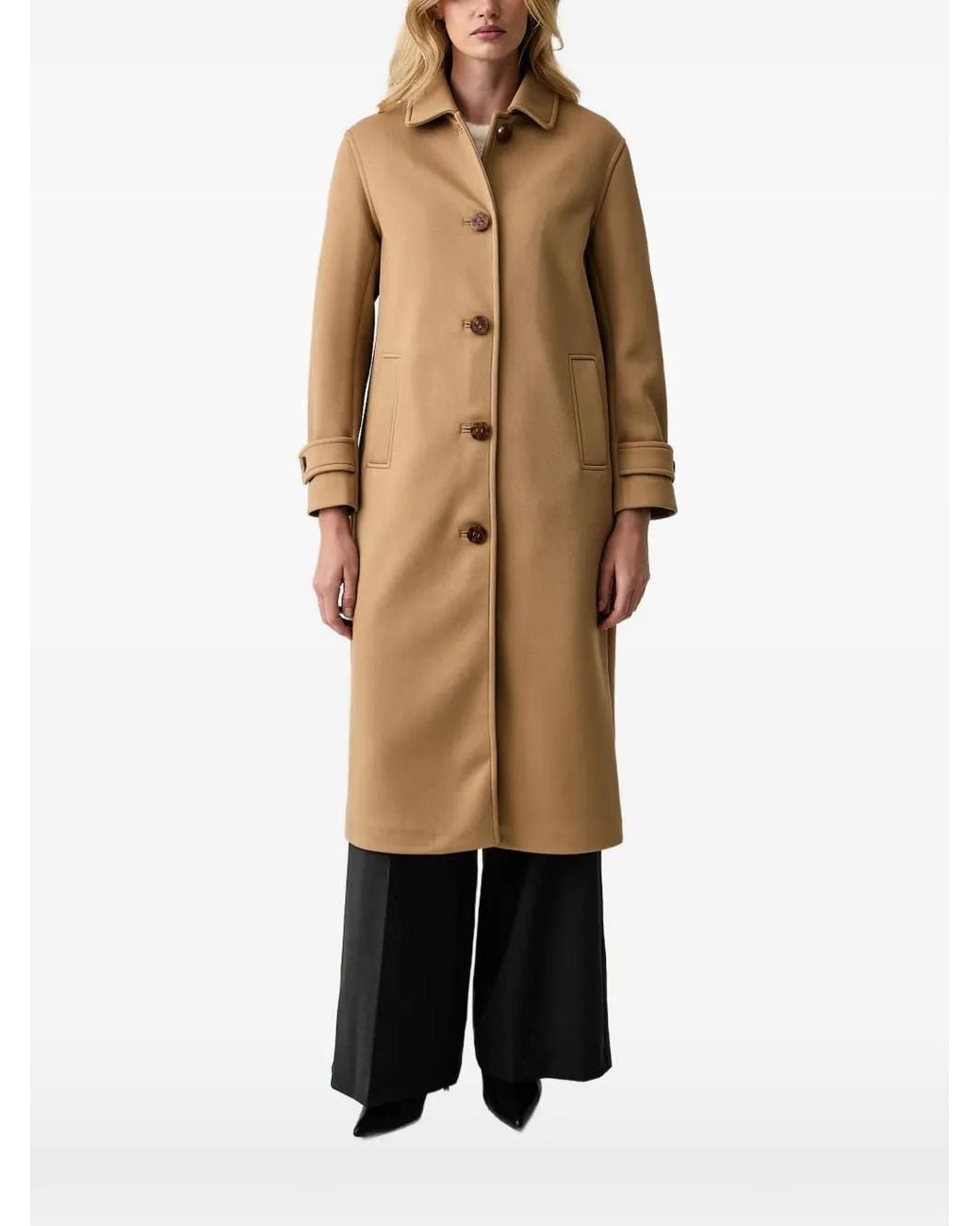 Silvian Heach Natural Button-Up Collared Coat