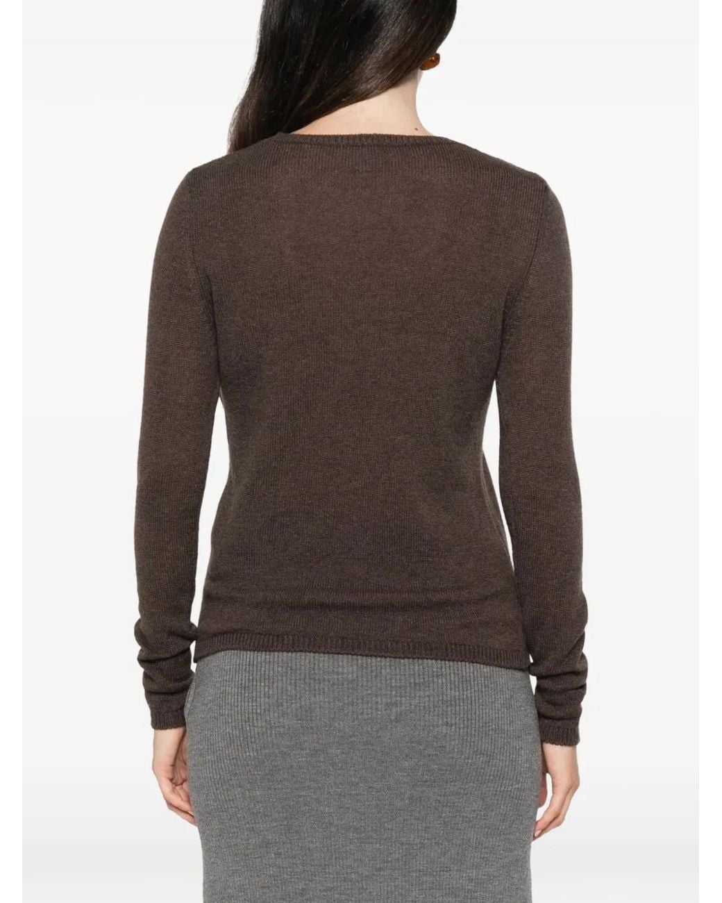 Eleventy Brown Cashmere Crew-Neck Sweater