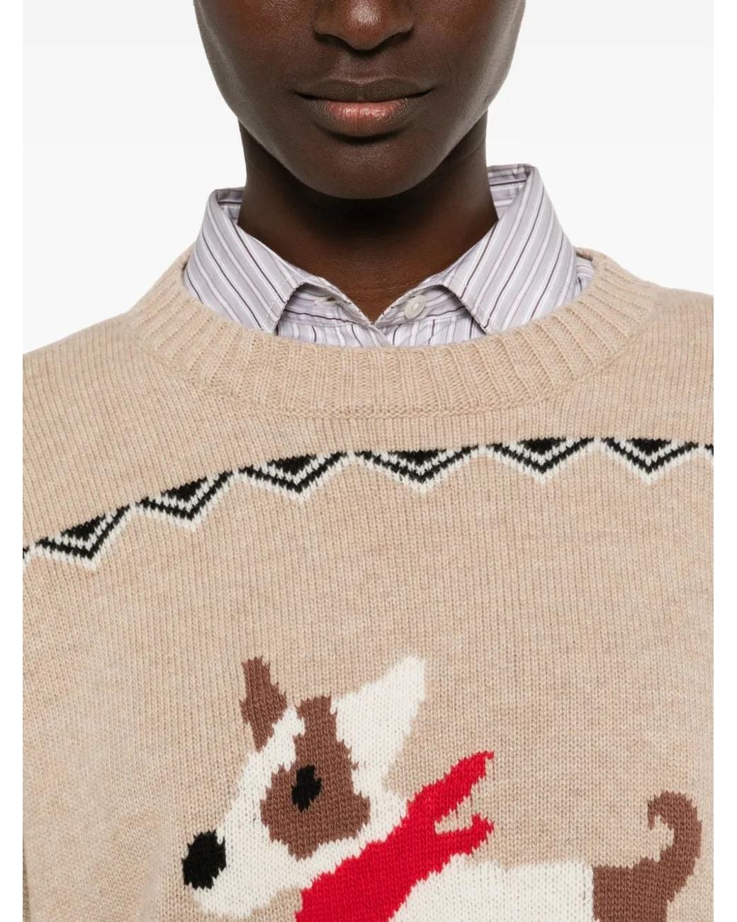 Weekend by Maxmara Natural Pavidi Intarsia-Knit Crew-Neck Sweater