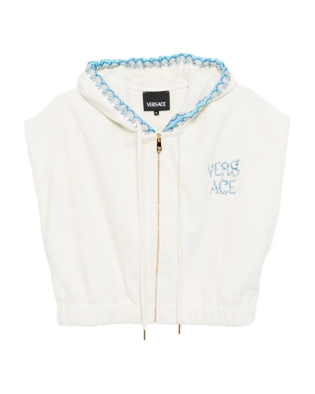Versace White Barocco Sleeveless Hoodie for men
