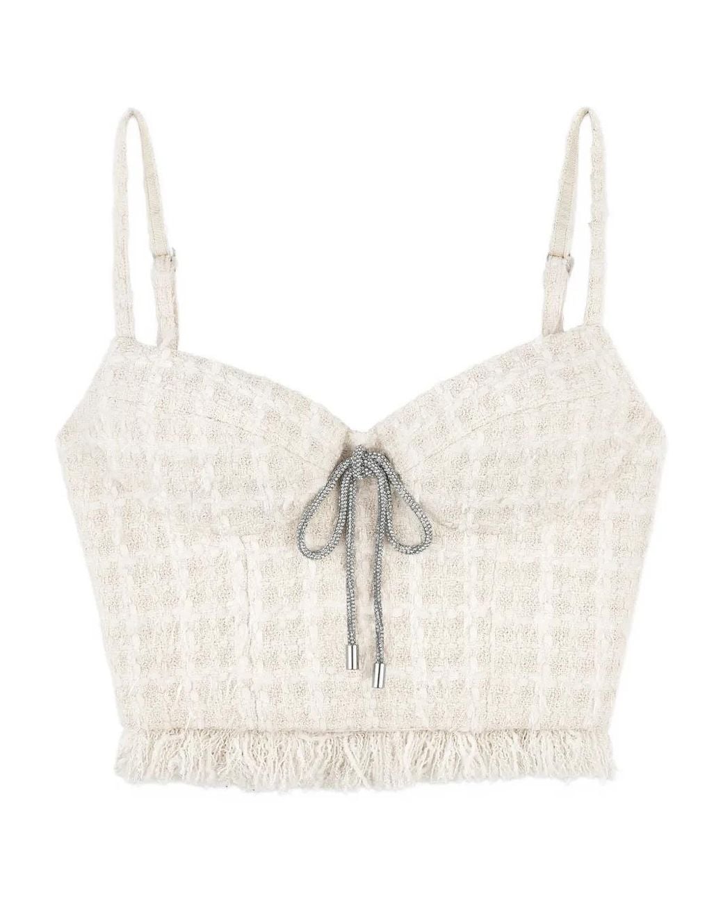 Area White Tweed-Texture Top