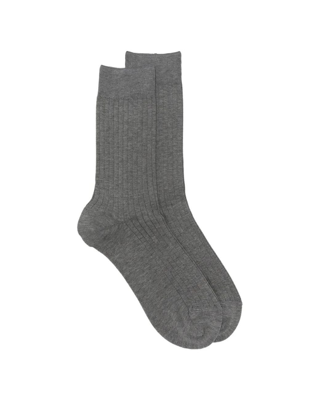 ANT45 Gray Urbana Short Ribbed-Knit Socks