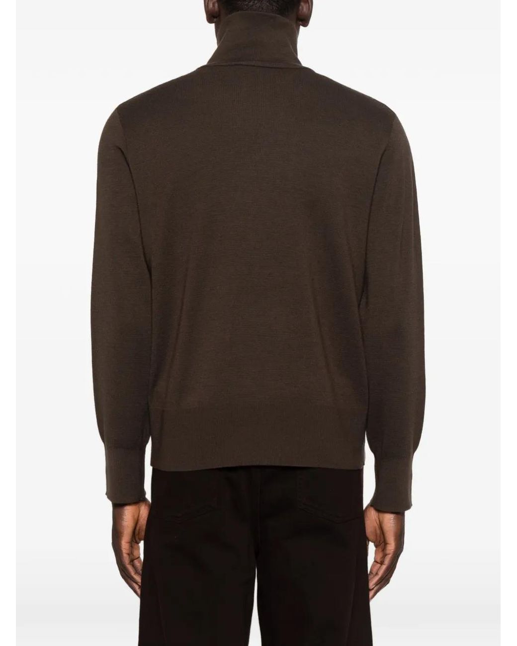 Sandro Brown Zip-Up Wool Cardigan for men