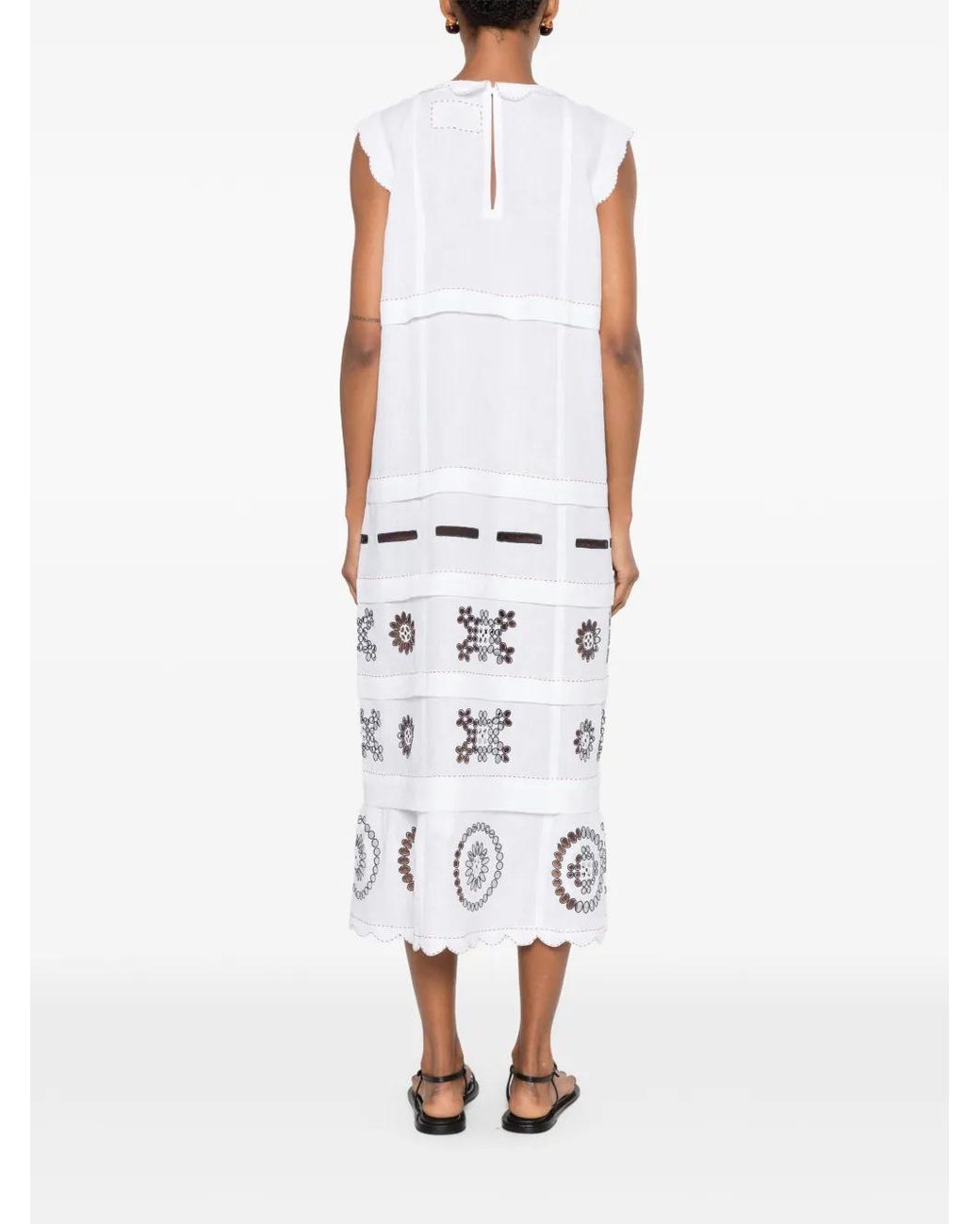 Vita Kin White Phoebe Embroidered Sleeveless Midi Dress