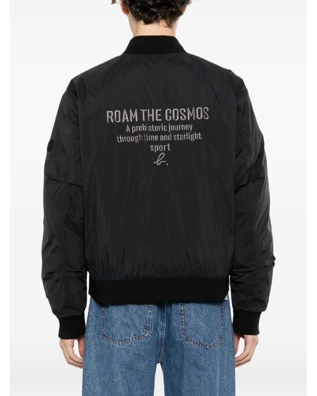SPORT b. by agnès b. Black Logo-Patch Bomber Jacket for men