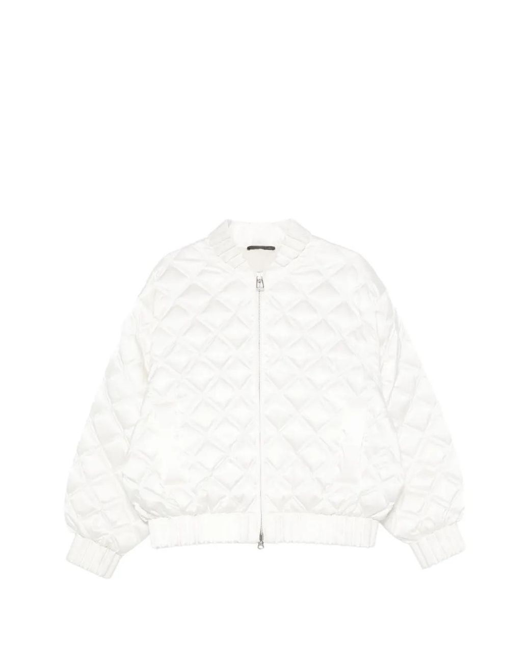 RAXXY White Quilted-Pattern Bomber Jacket