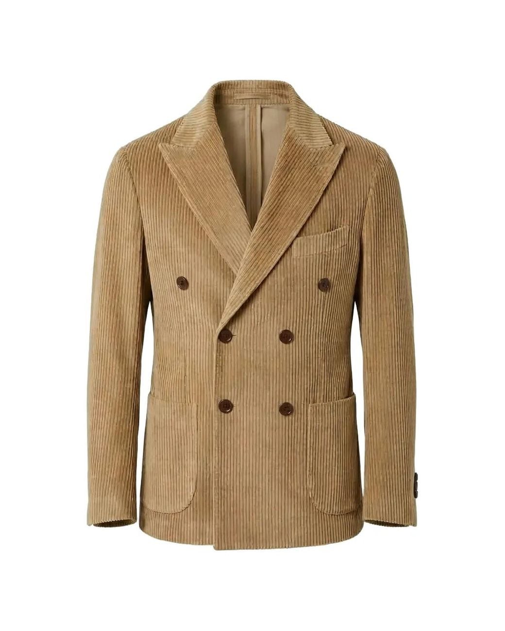 Daniele Alessandrini Natural Double-Breasted Corduroy Blazer for men