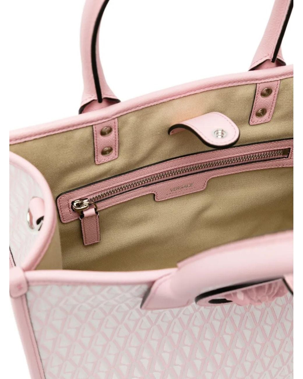 Versace Pink Small V Allover La Medusa Tote Bag