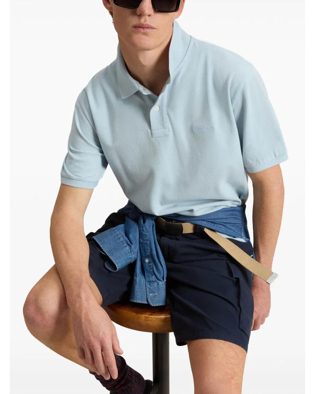 Woolrich Blue Cotton Polo Shirt for men