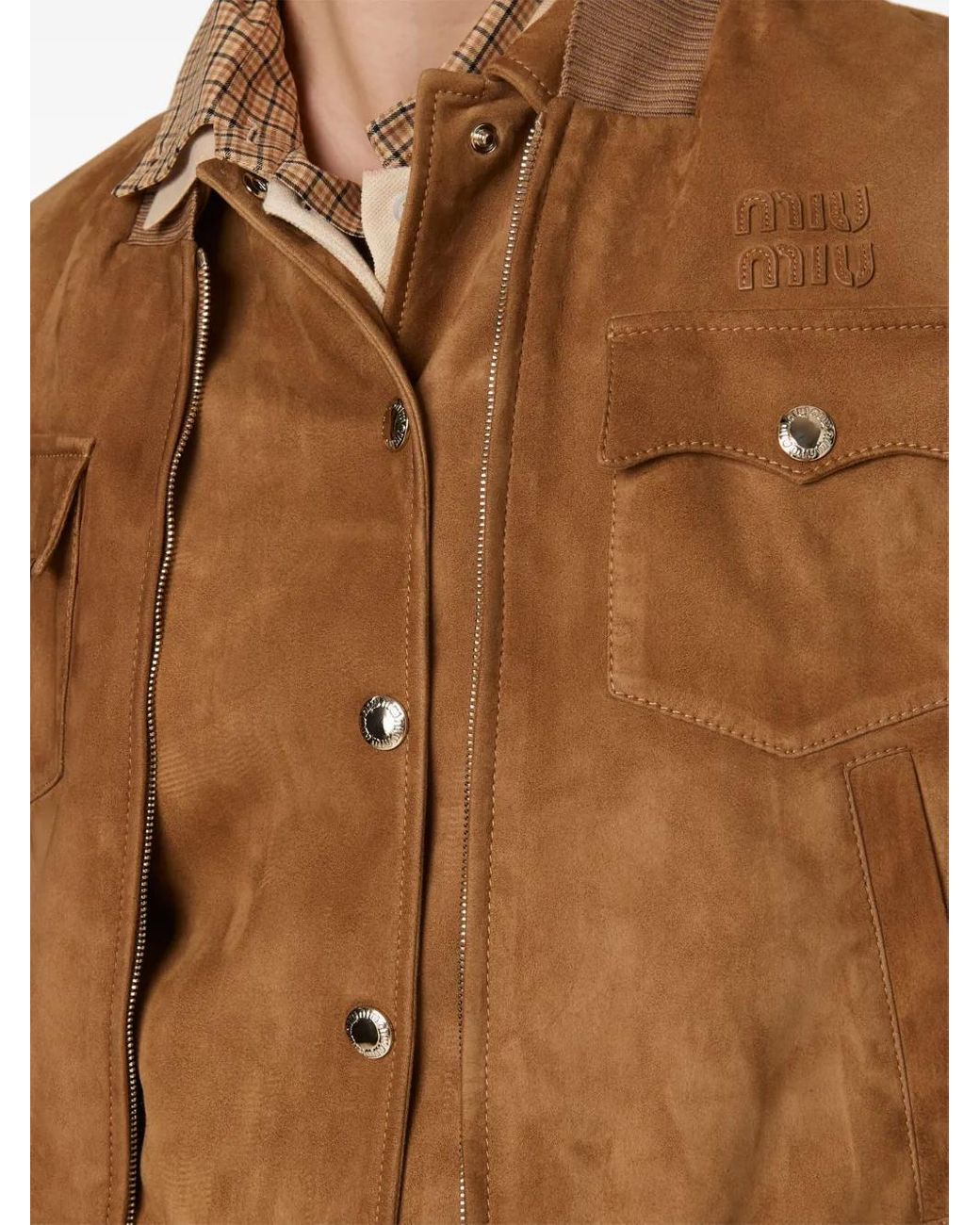 Miu Miu Brown Suede Nappa Leather Jacket