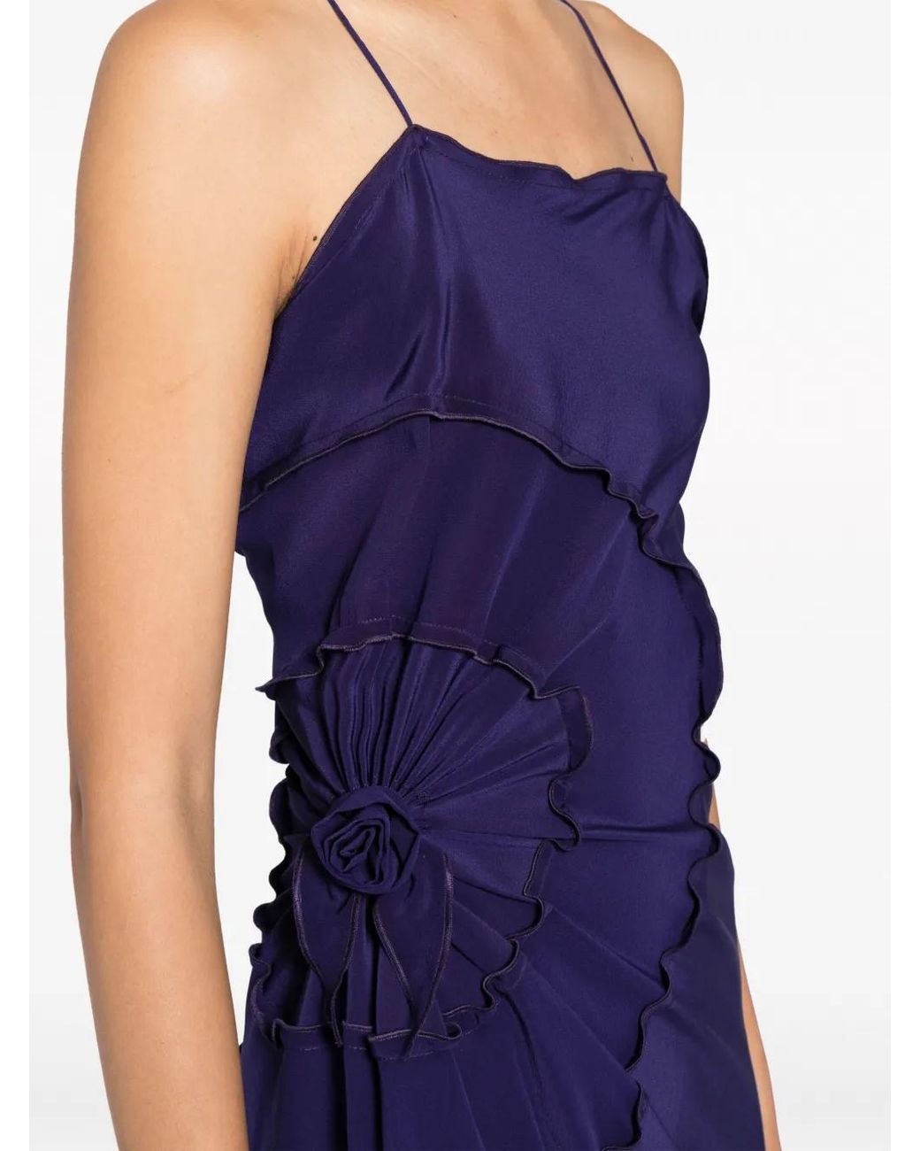 Victoria Beckham Blue Asymmetric Silk Dress