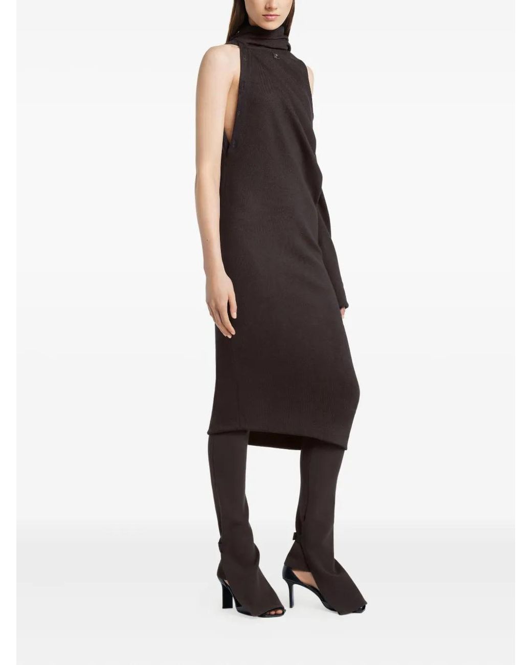 Robe À Effet Drapé Courreges en coloris Brown
