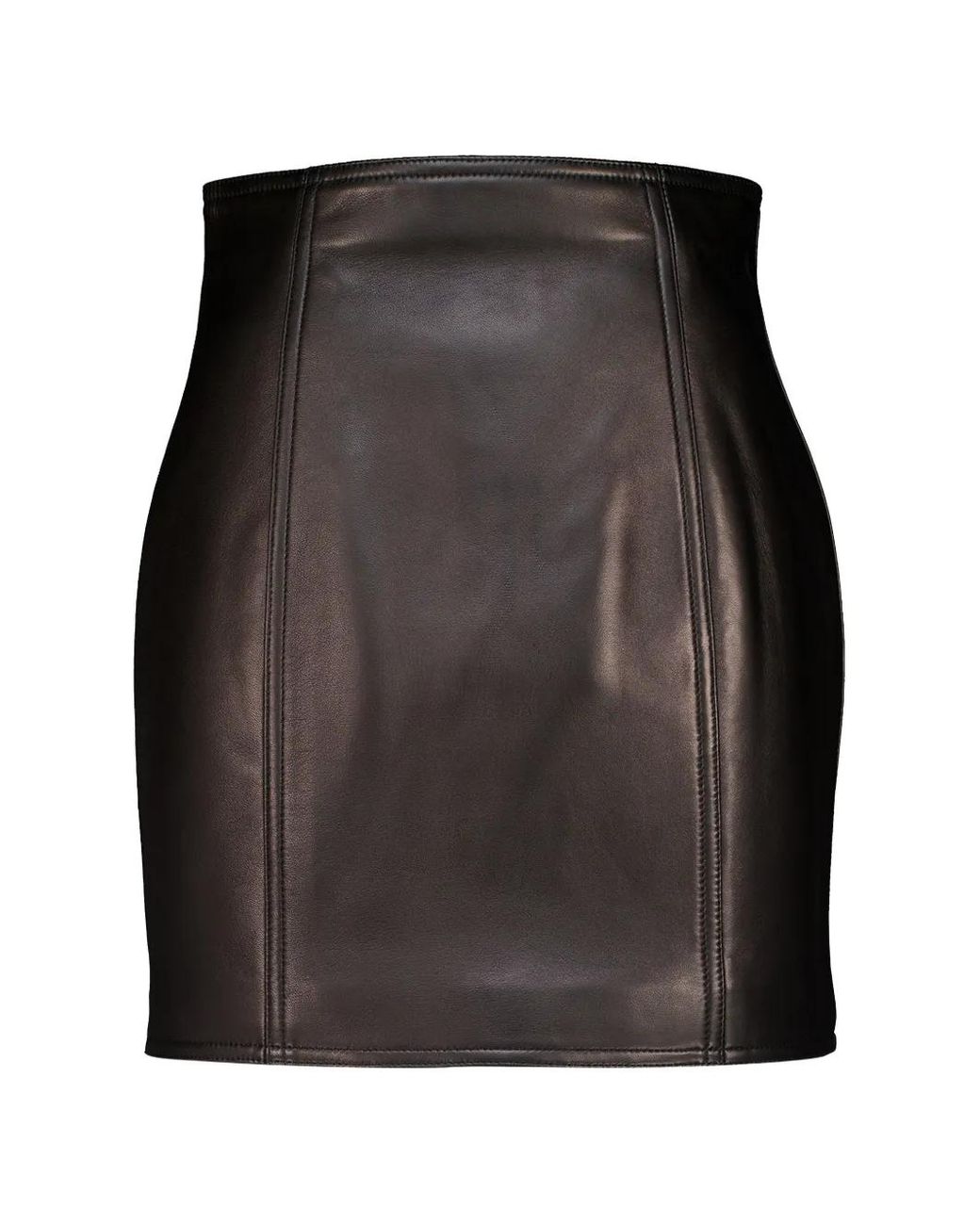 Balmain Black High-Waist Lambskin Mini Skirt