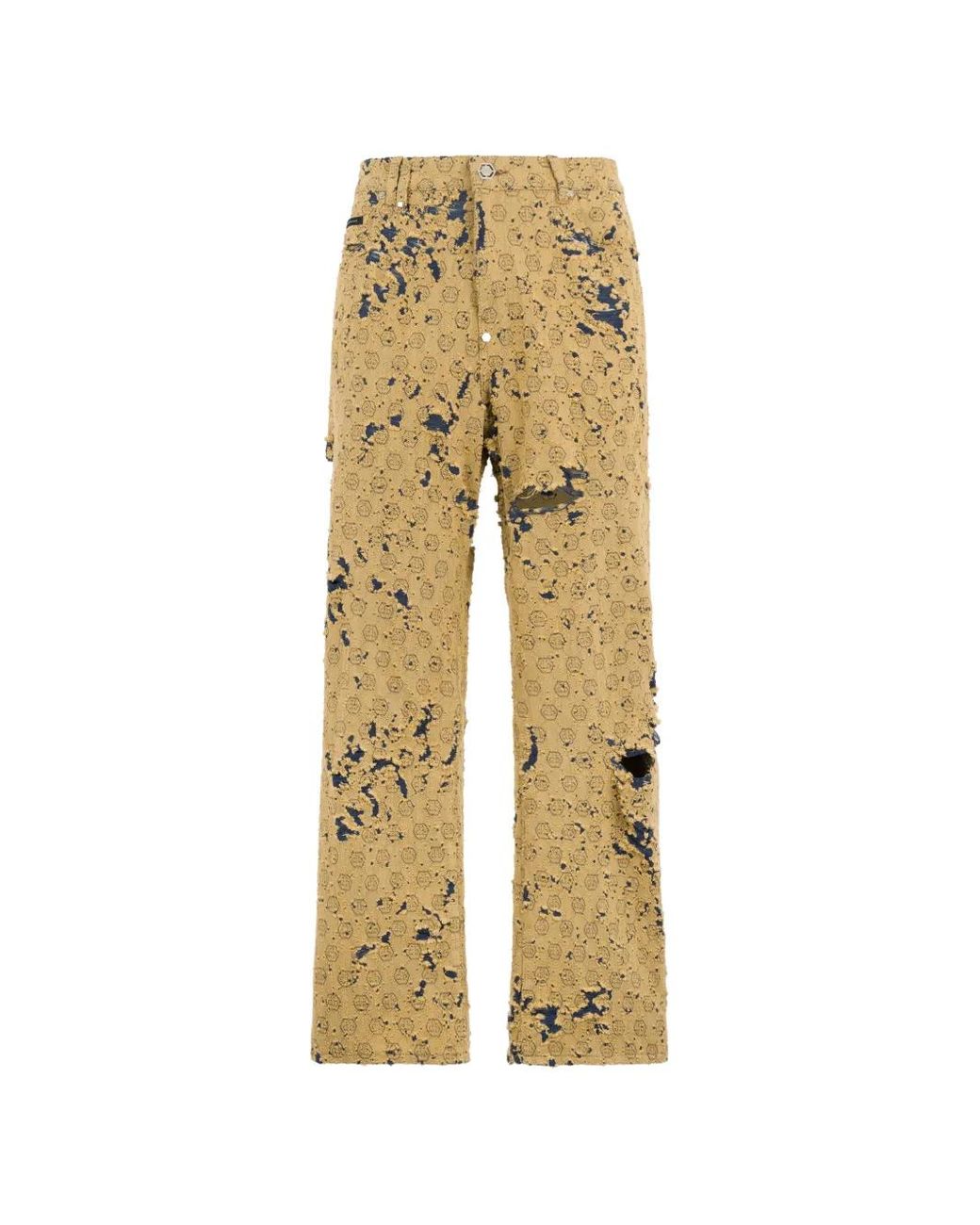 Philipp Plein Natural Distressed Denim Jeans for men