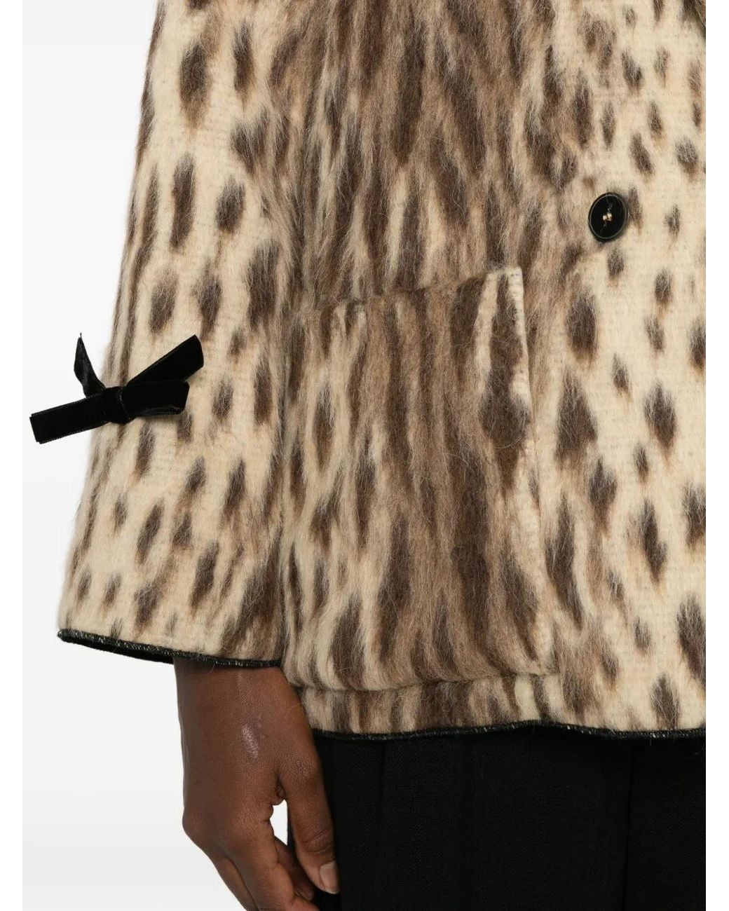 Forte_forte Natural Leopard-Print Double-Breasted Coat
