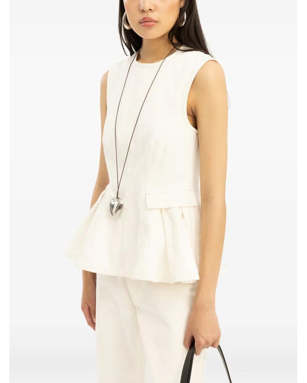 ROTATE BIRGER CHRISTENSEN White Peplum Blouse