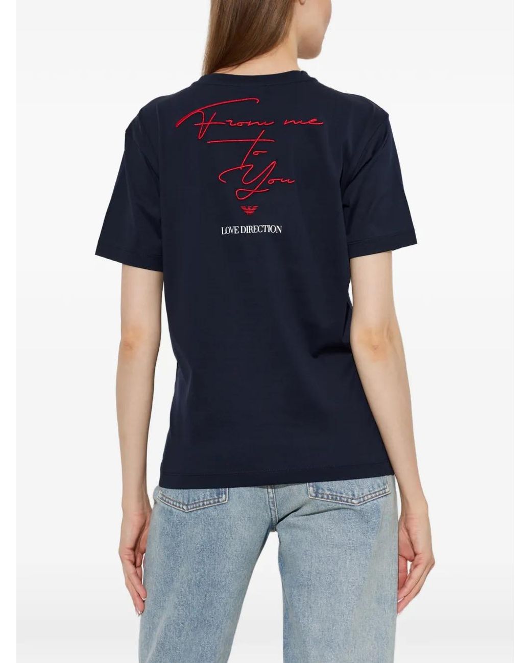 Emporio Armani Blue Mercerized Jersey T-Shirt Valentine's Day Capsule