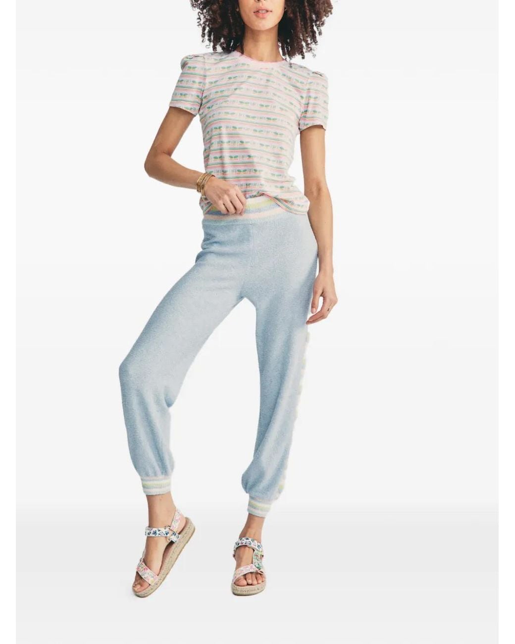 LoveShackFancy Blue Striped-Trim Track Pants