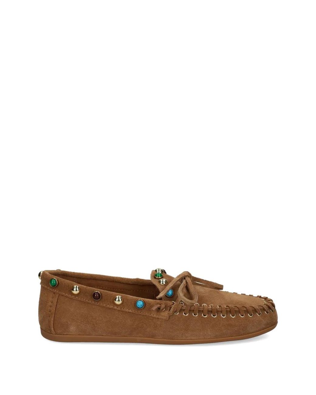 Bibi Lou Brown Studded Tie Loafers