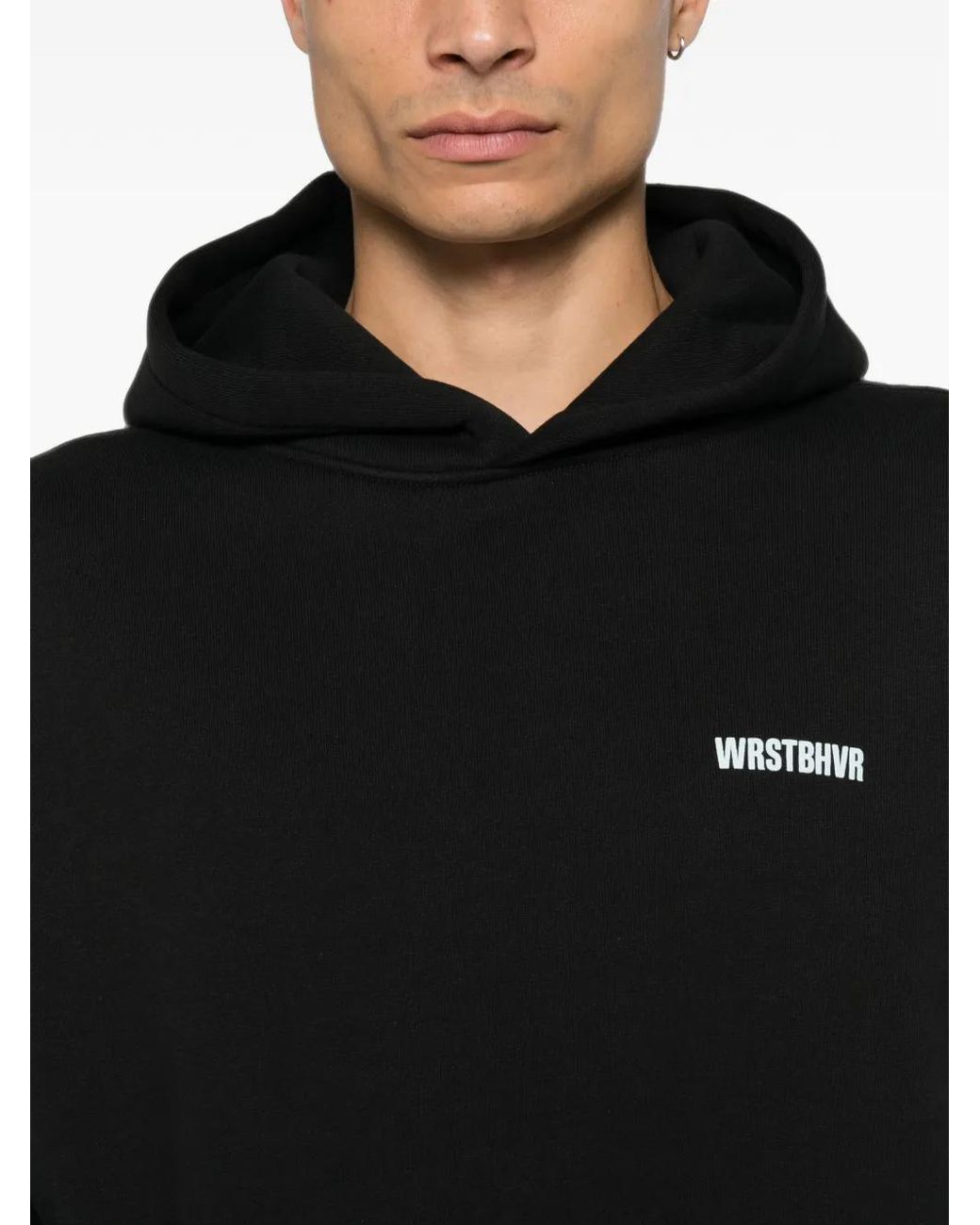 WRSTBHVR Black Hoodie En Jersey À Logo Imprimé
