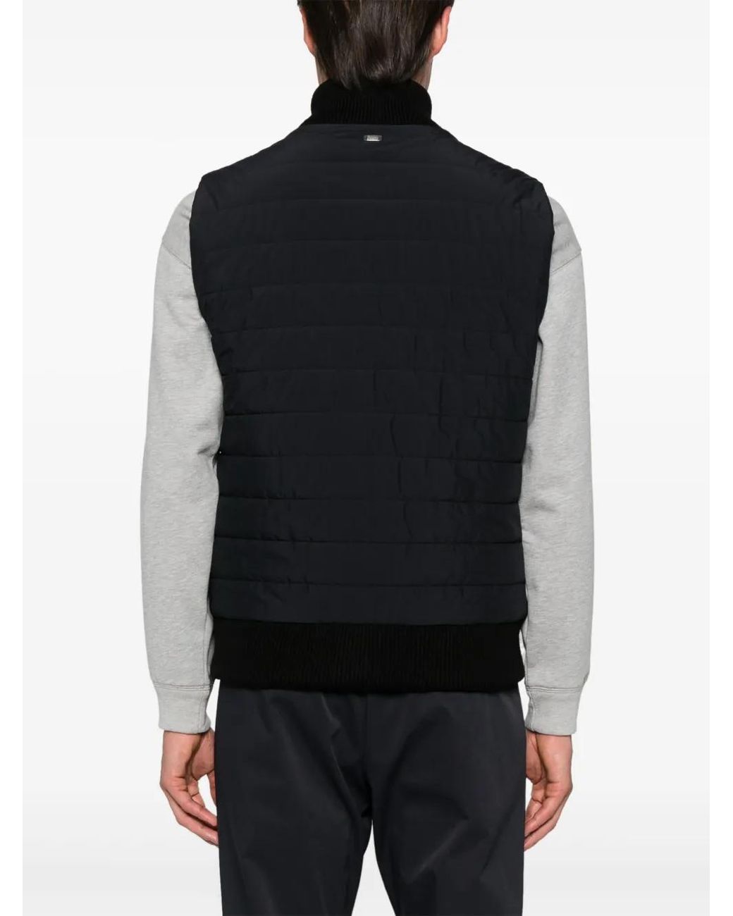 Herno Black Quilted Zip-Up Gilet for men