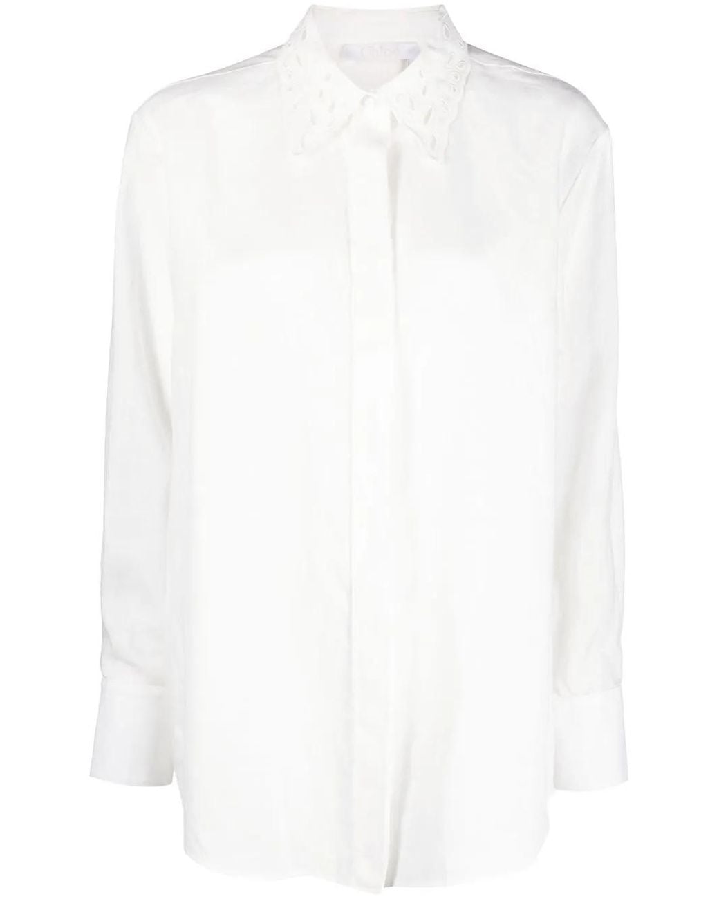 Chloé White Broderie Anglaise Linen Shirt