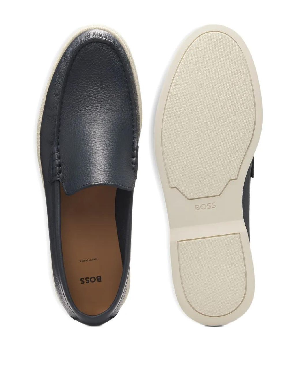 Boss Gray Logo-Detail Moccasins for men