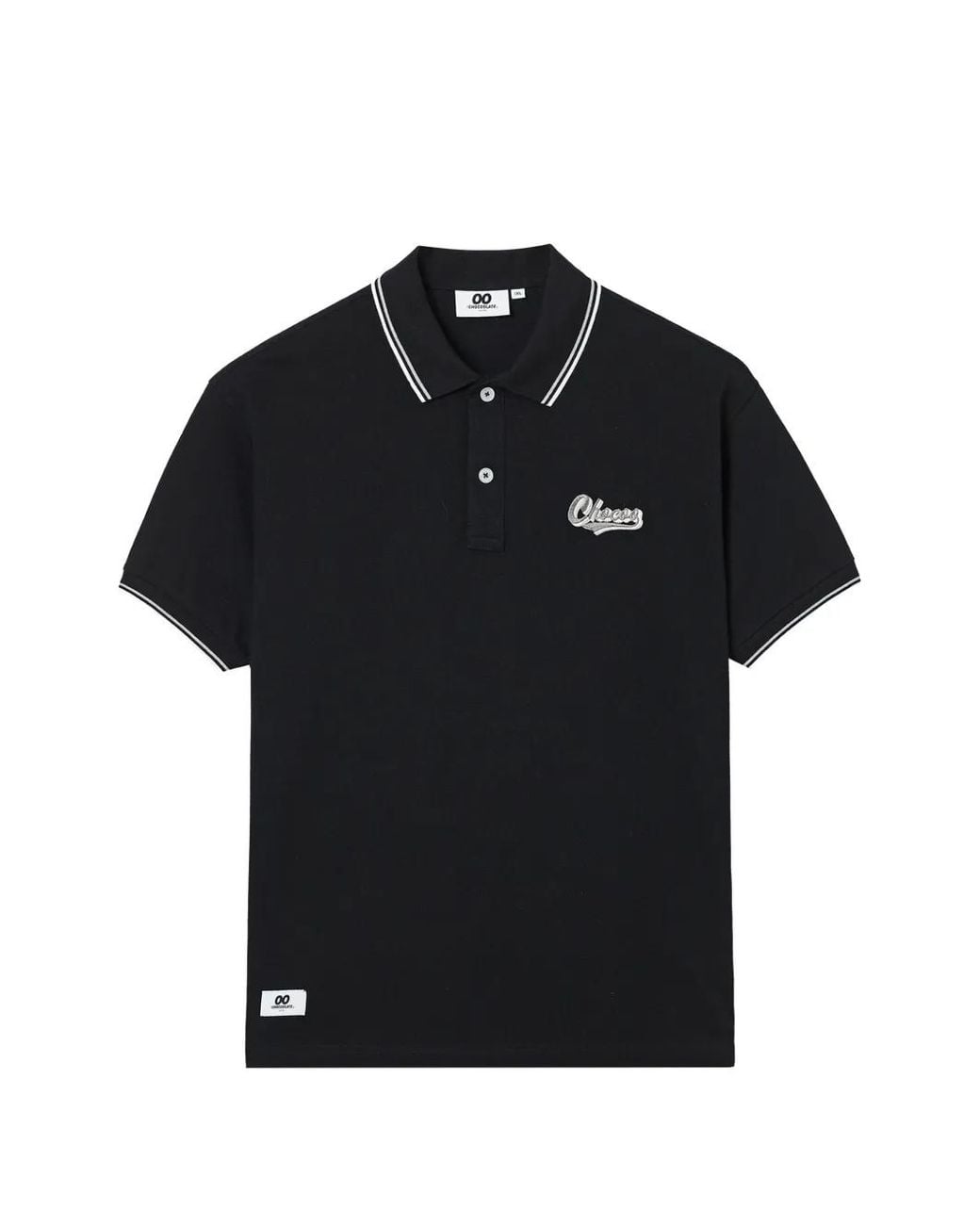 Chocoolate Black Polo En Coton À Détail De Logo for men