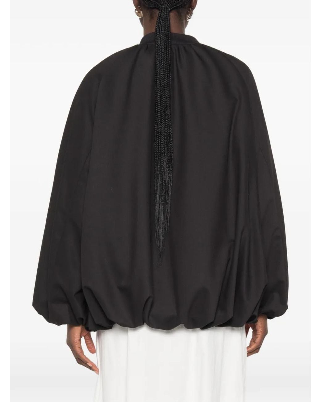 Imperial Black Ruched Zip-Up Bomber Jacket