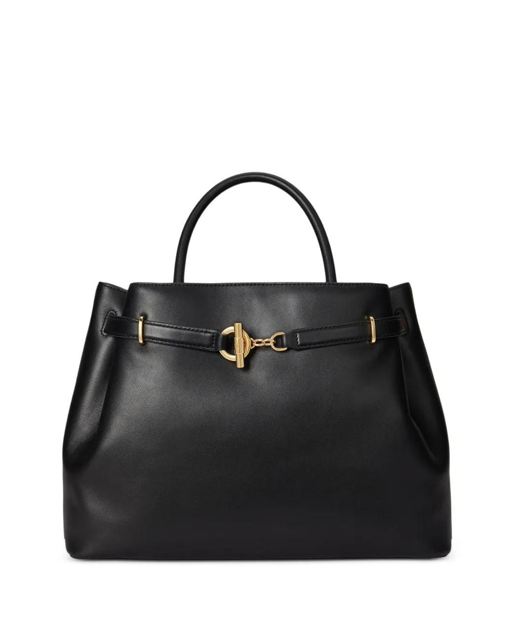 Ralph Lauren Black Large Blaike Toggle-Clasp Leather Tote Bag