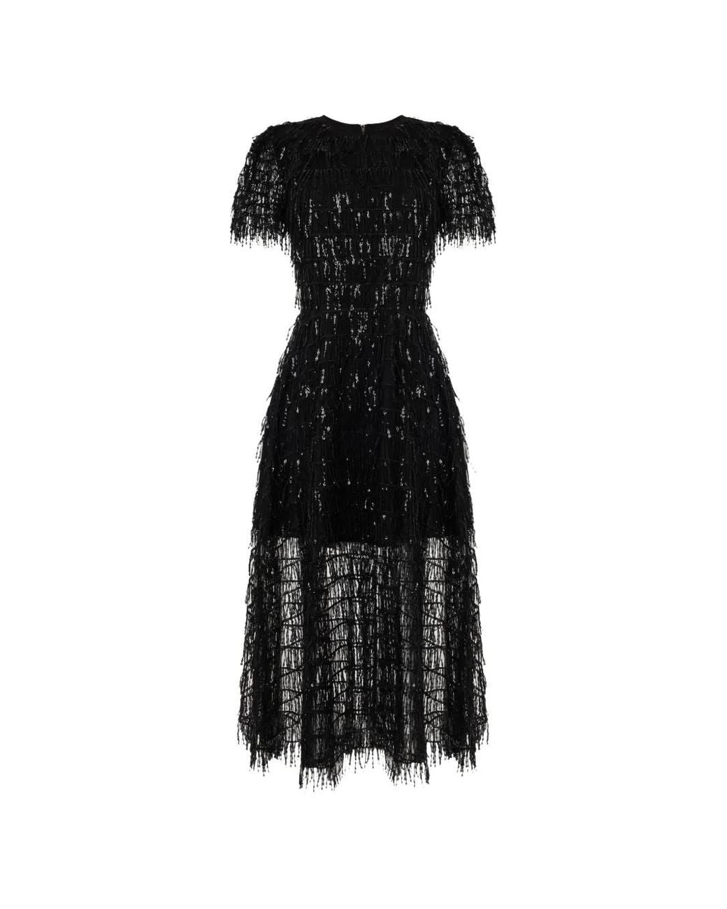 POST MERIDIEM Black Round-Neck Midi Dress