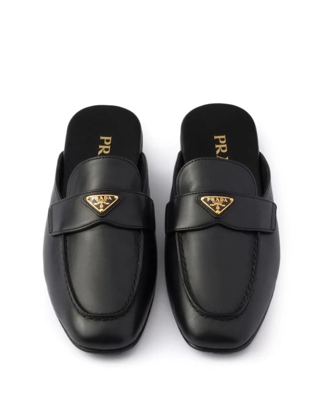 Mules En Cuir Prada en coloris Black