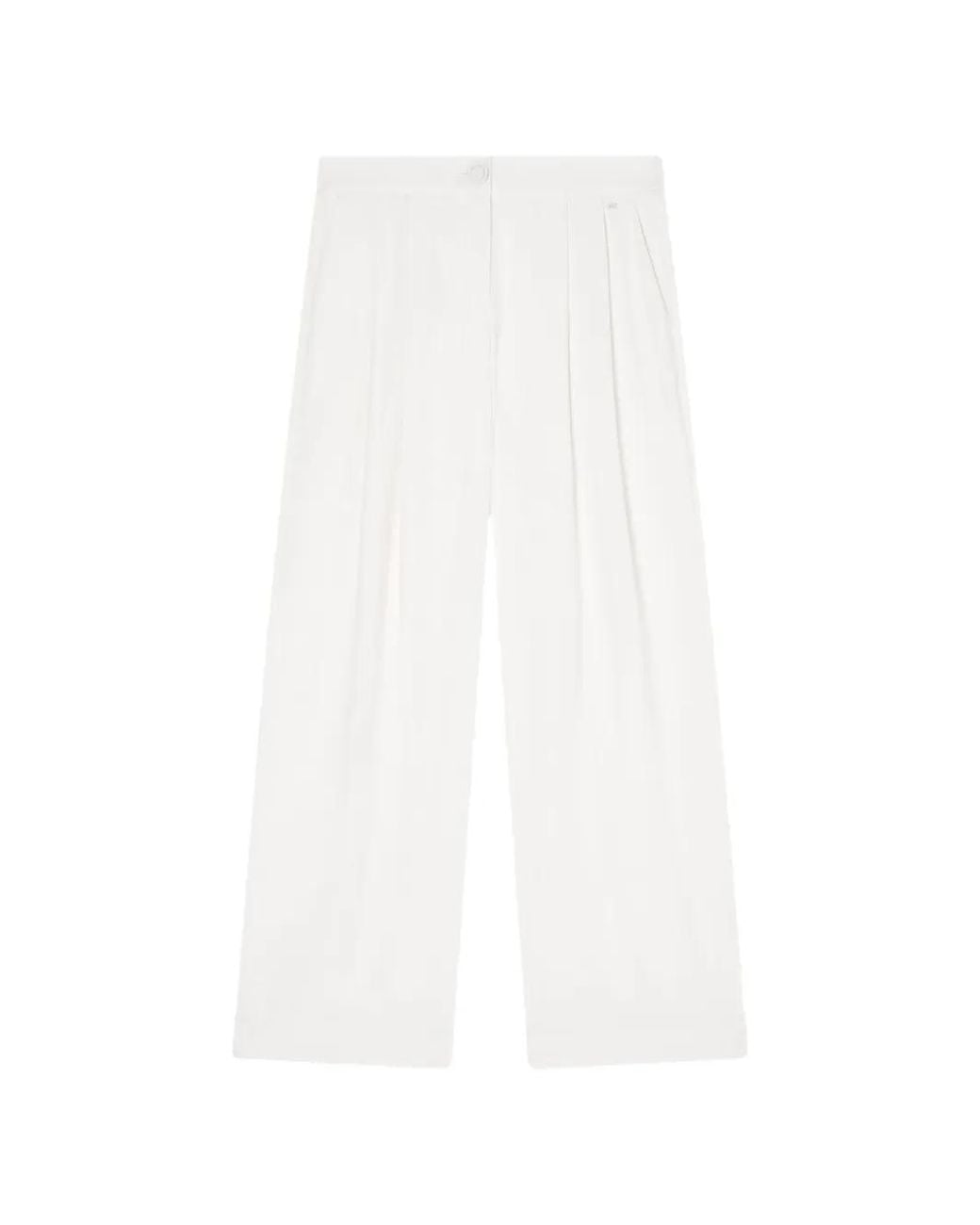 ARMANI EXCHANGE White Button-Fastening Pleated Trousers