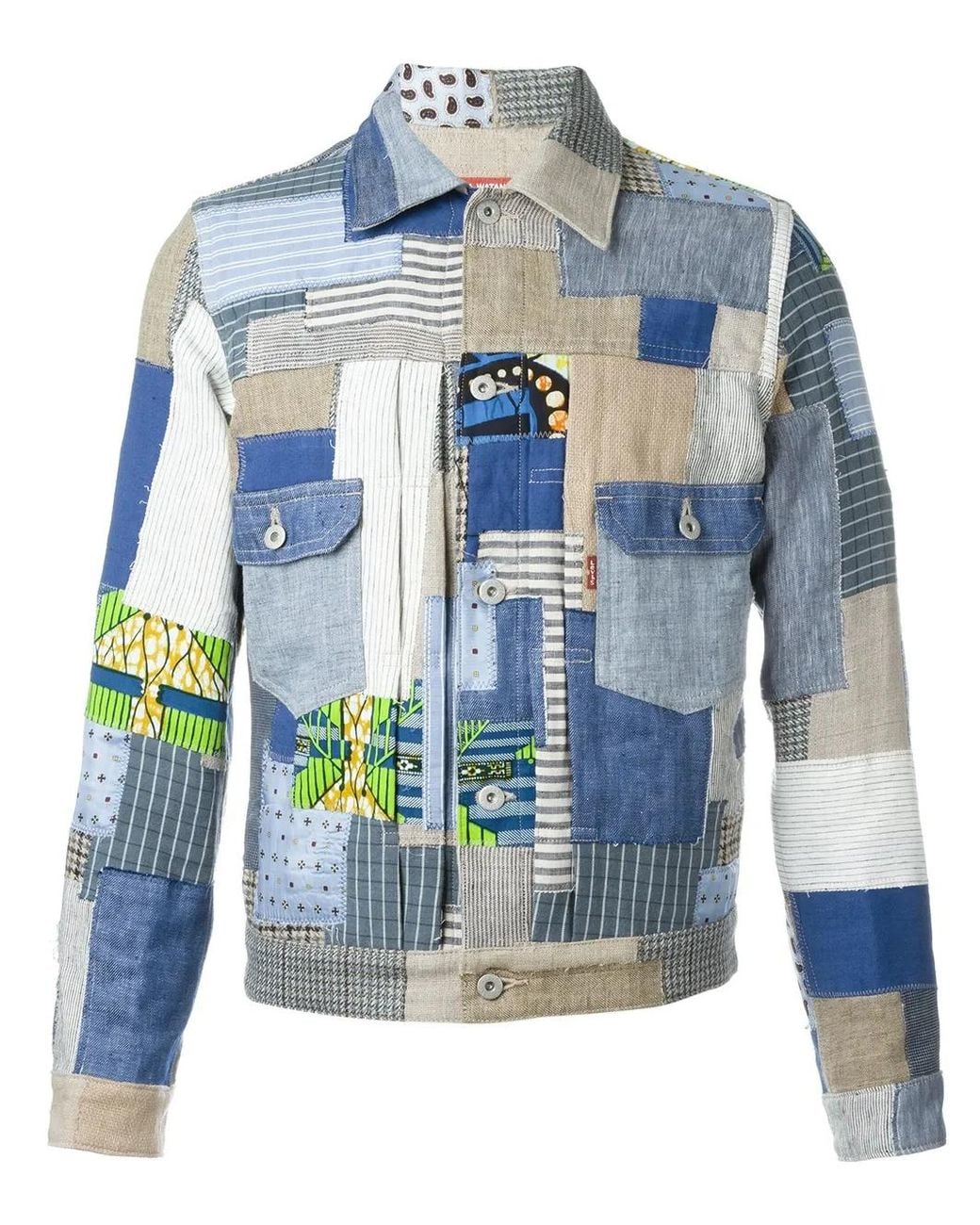 Junya Watanabe Blue Patchwork Denim Jacket for men