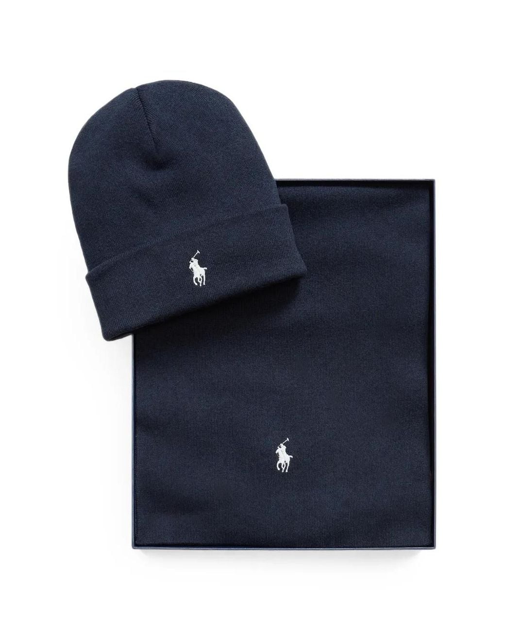 Polo Ralph Lauren Blue Rib-Knit Cotton Beanie & Scarf Gift Set for men