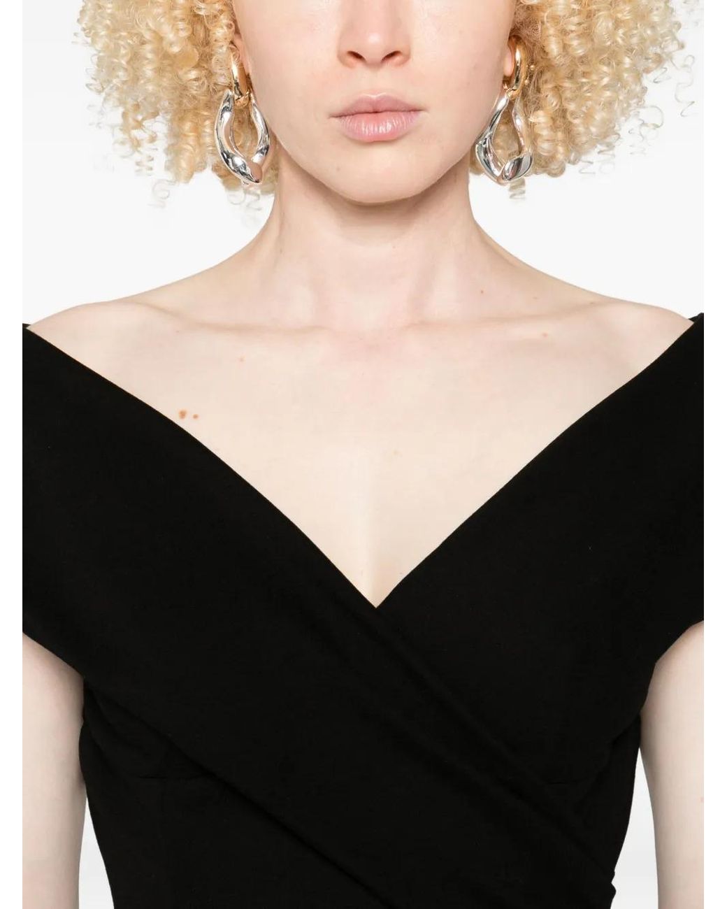 Ermanno Scervino Black Short-Sleeve Midi Dress
