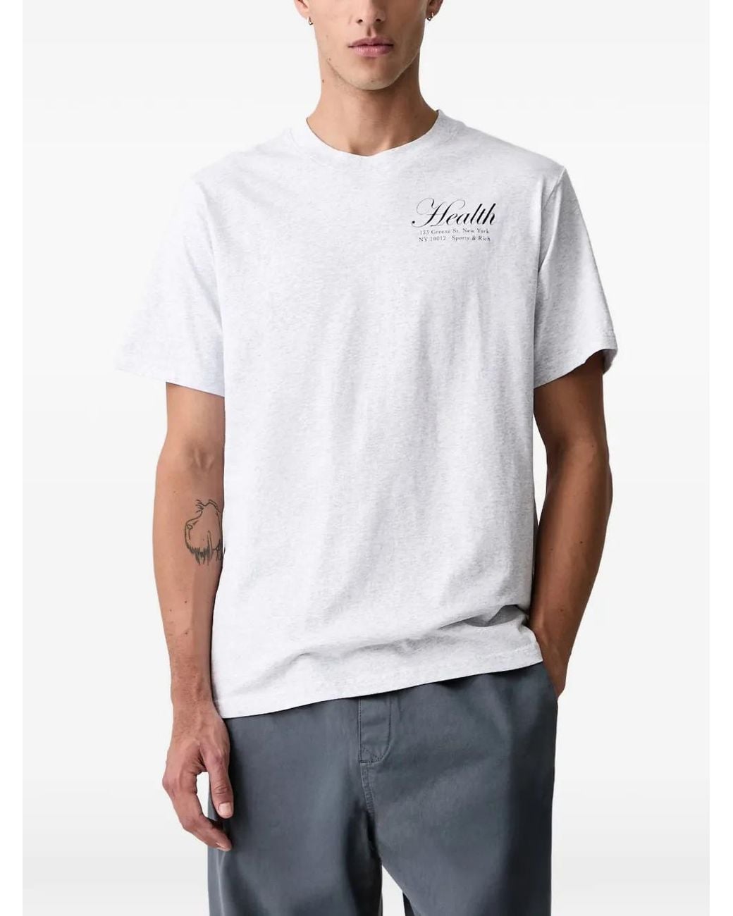 Sporty & Rich White Health Logo-Print T-Shirt
