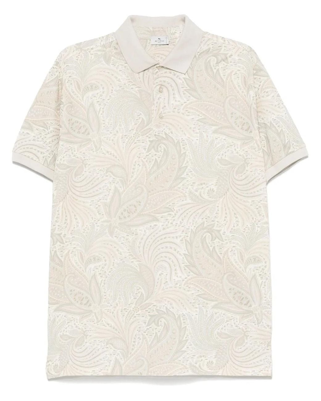 Etro White Polo Shirt With Paisley Print for men