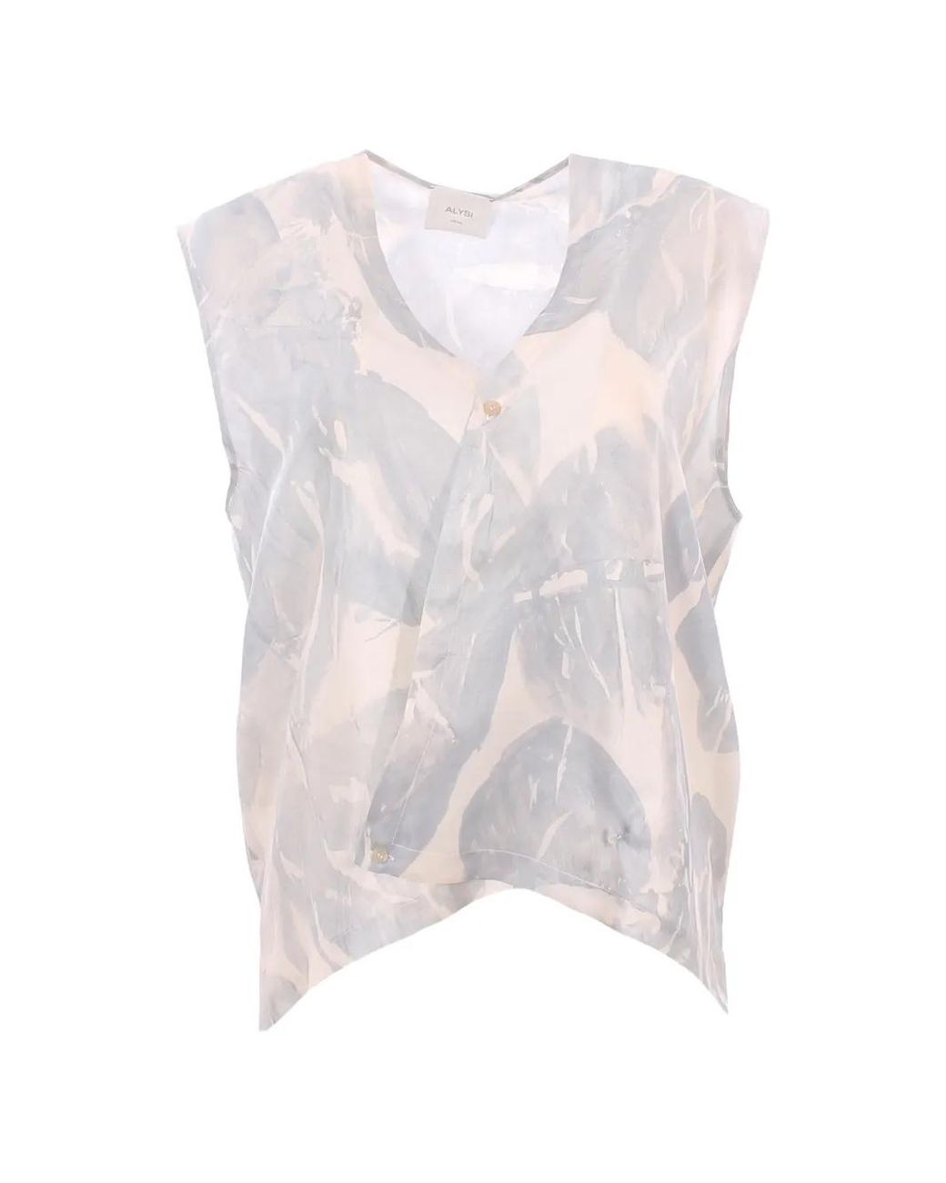 Alysi White Brushed-Print Crossover Top