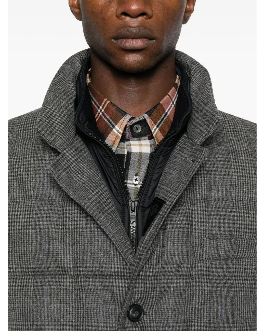 Fay Gray Checked Flap-Pocket Coat for men