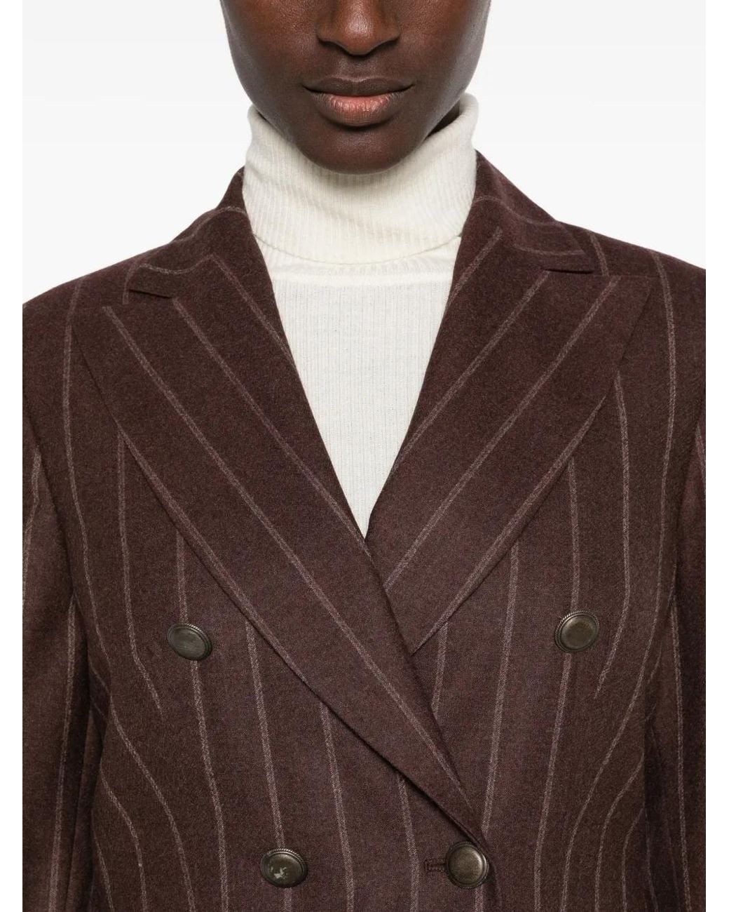 Barba Napoli Brown Pinstripe Double-Breasted Blazer