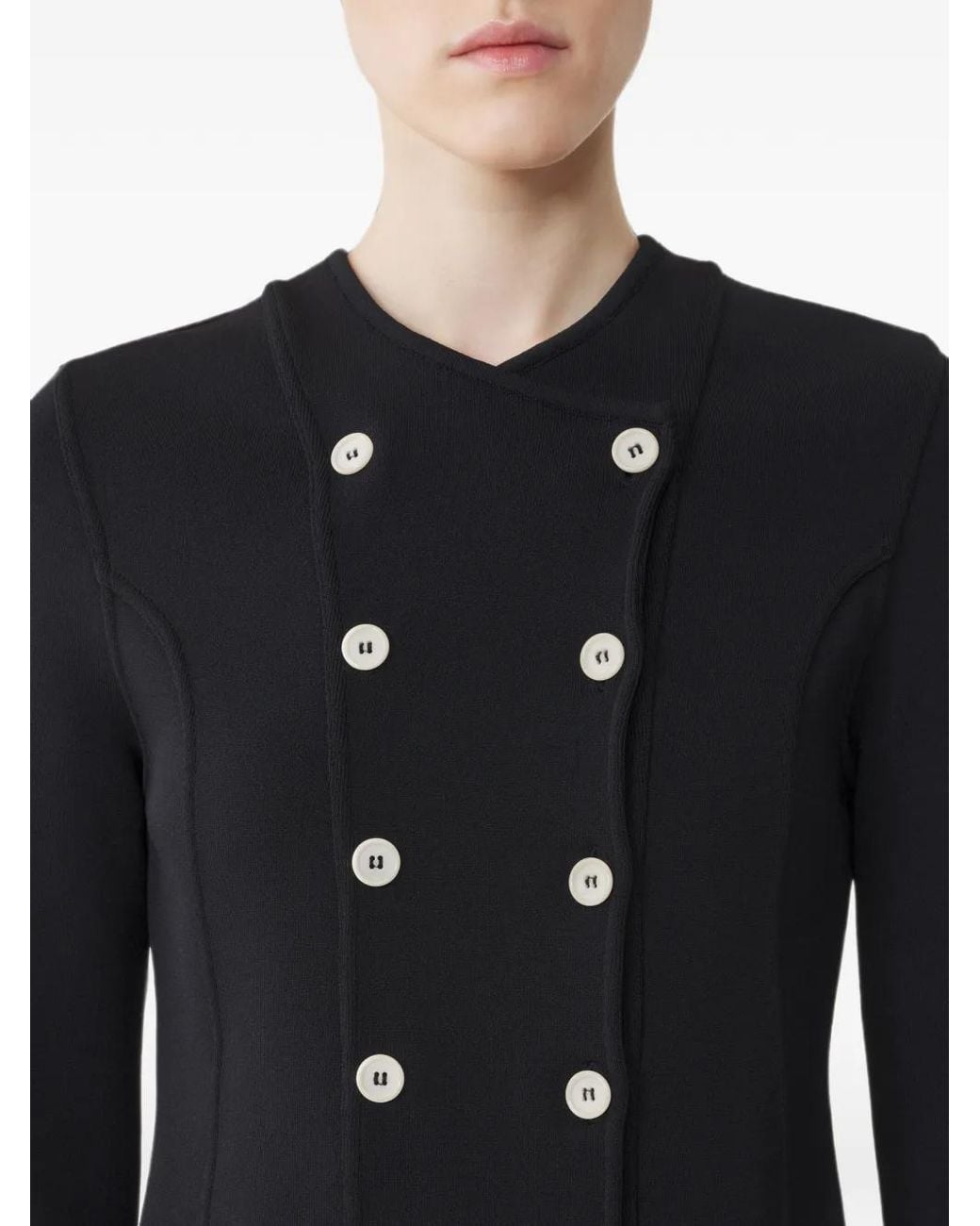 Lanvin Black Double-Breasted Ribbed-Trim Jacket