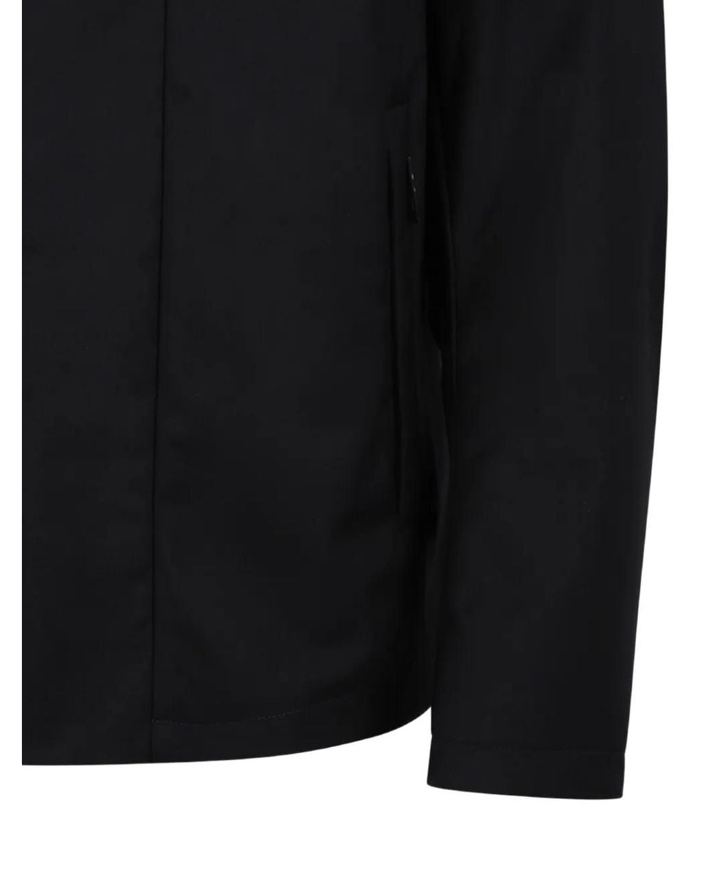 Add Black Hooded Concealed-Fastening Jacket for men
