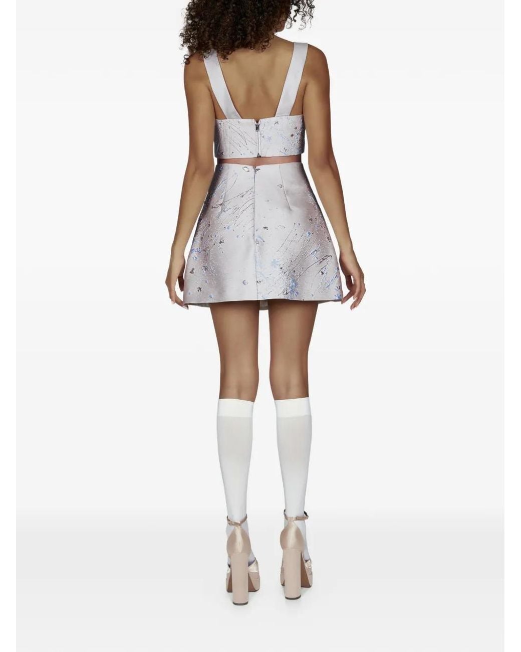 Mia Peculiar White Brocade Mini Skirt
